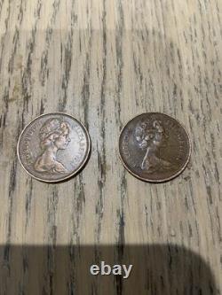 RARE ! Pièce britannique de 2P 'New Pence' de 1971 x 2