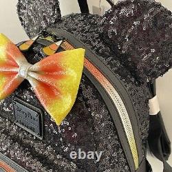 Sac à dos en sequins Candy Corn Loungefly Disney Parks extrêmement rare BNWT