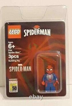 Sdcc Exclusive Lego Ps4 Spiderman Mini Figure 2019 Extrêmement Rare
