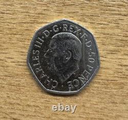 Super pièce de 50 pence extrêmement rare du nouveau roi Charles - Nouvelle pièce de couronnement