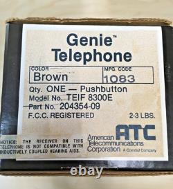 Téléphone Genie ATC Deco-Tel vintage brun extrêmement rare, neuf d’époque en stock ancien (NOS)