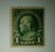 Timbre Am&eacute;ricain Benjamin Franklin Vert Fonc&eacute; 1 Cent (extr&ecirc;mement Rare) Neuf