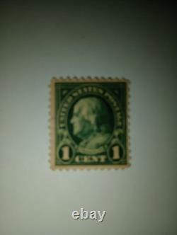 Timbre américain Benjamin Franklin vert foncé 1 cent (extrêmement rare) neuf