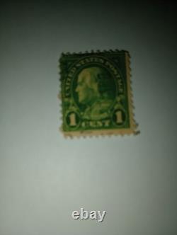 Timbre américain Benjamin Franklin vert foncé 1 cent (extrêmement rare) neuf