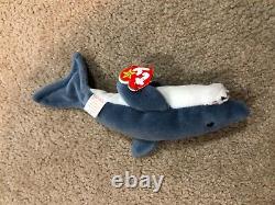 Ty Beanie Babies Extremely Rare Original Crunch The Shark 1996 Avec Des Erreurs