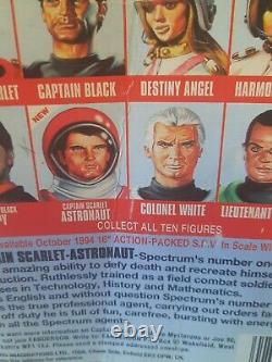 Une Figurine Astronaute Vintage 1994 Captain Scarlet 3,75 Extrêmement Rare sur Carte Neuve