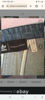Veste en denim bleu et mini jupe Danielle Cathari x Adidas extrêmement rare taille L